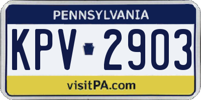 PA license plate KPV2903
