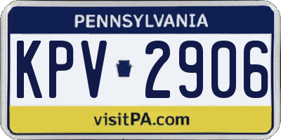PA license plate KPV2906