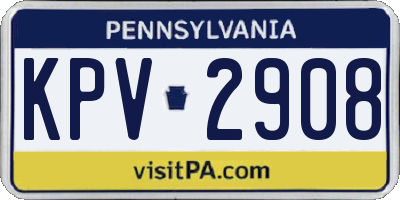 PA license plate KPV2908