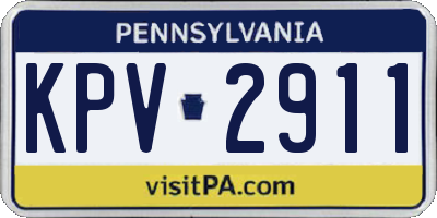 PA license plate KPV2911