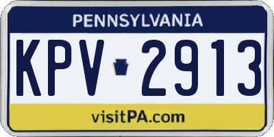 PA license plate KPV2913