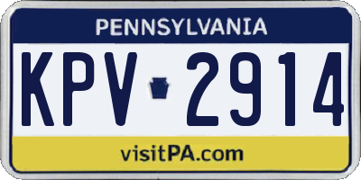 PA license plate KPV2914