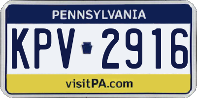 PA license plate KPV2916