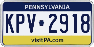 PA license plate KPV2918