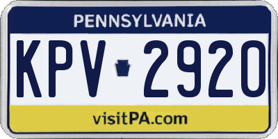 PA license plate KPV2920