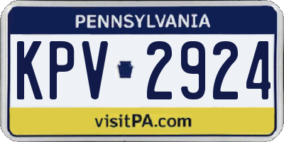 PA license plate KPV2924