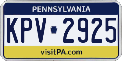 PA license plate KPV2925