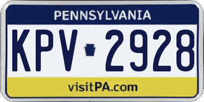 PA license plate KPV2928