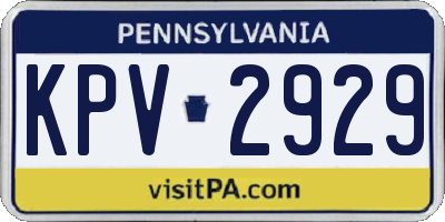 PA license plate KPV2929