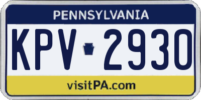 PA license plate KPV2930