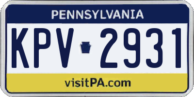 PA license plate KPV2931