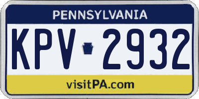 PA license plate KPV2932