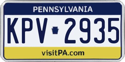 PA license plate KPV2935