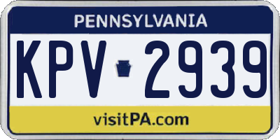 PA license plate KPV2939