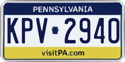 PA license plate KPV2940