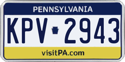 PA license plate KPV2943