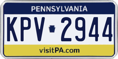PA license plate KPV2944