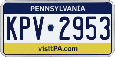 PA license plate KPV2953