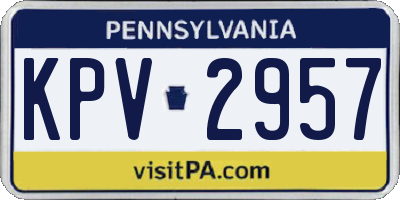 PA license plate KPV2957