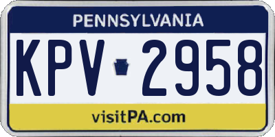 PA license plate KPV2958
