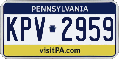 PA license plate KPV2959