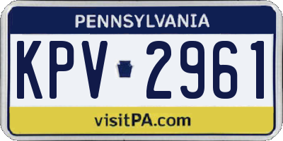 PA license plate KPV2961