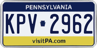 PA license plate KPV2962