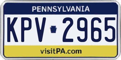 PA license plate KPV2965