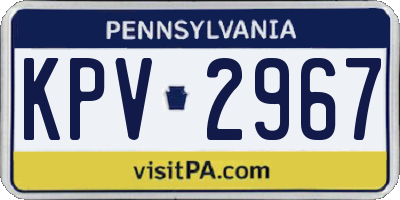 PA license plate KPV2967