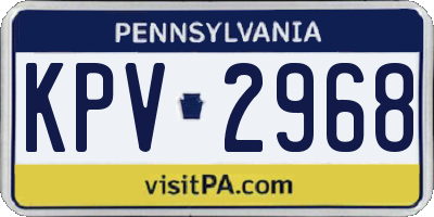 PA license plate KPV2968