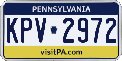 PA license plate KPV2972