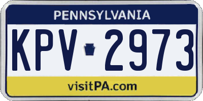 PA license plate KPV2973