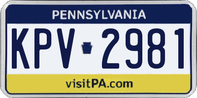 PA license plate KPV2981