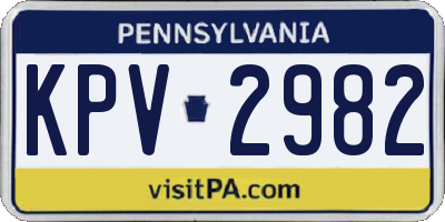 PA license plate KPV2982