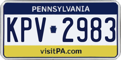 PA license plate KPV2983