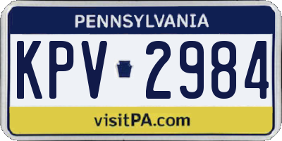 PA license plate KPV2984