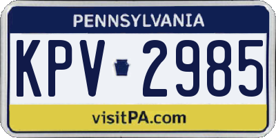 PA license plate KPV2985