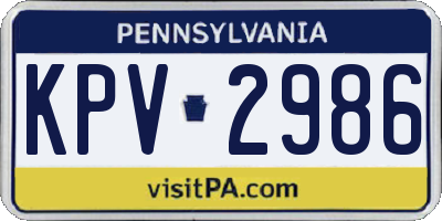 PA license plate KPV2986