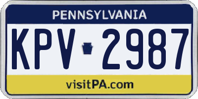 PA license plate KPV2987