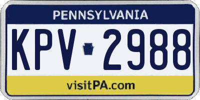 PA license plate KPV2988