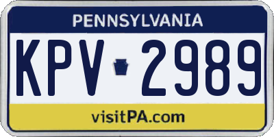 PA license plate KPV2989