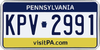 PA license plate KPV2991