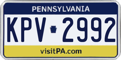 PA license plate KPV2992