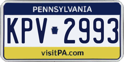 PA license plate KPV2993