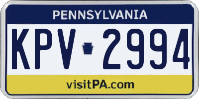 PA license plate KPV2994