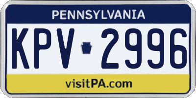 PA license plate KPV2996