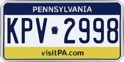 PA license plate KPV2998