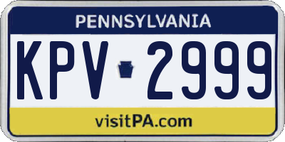 PA license plate KPV2999