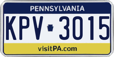 PA license plate KPV3015