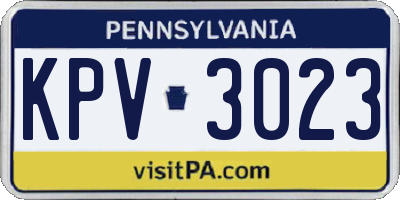 PA license plate KPV3023